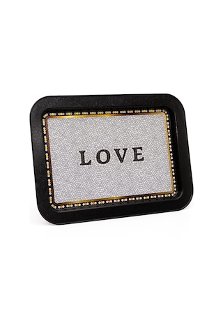 Mosaic Love Desenli Grande Metal Tepsi, 31 X 43 Cm