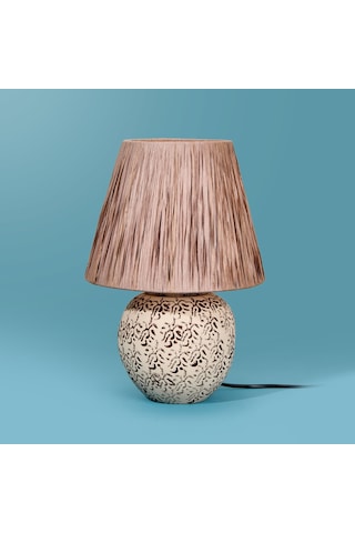 Safirr Light Holbeak Seramik Abajur - Bej - 35x35x25 Cm Çok Renkli