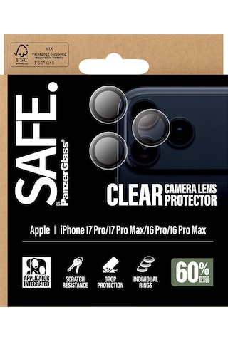 Safe By Panzerglass Apple Uyumlu iPhone 17 Pro Max 16 Transparent Kamera Lens Koruyucu