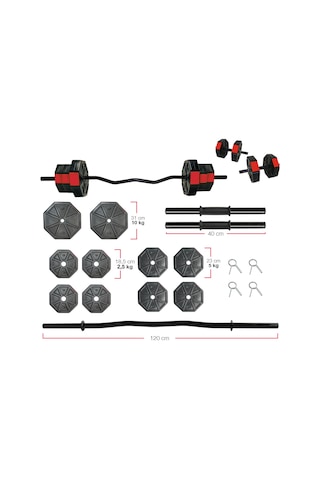 Tan Spor 50 KG Z Barlı (120 cm) Dambıl Ağırlık Halter Vücut Geliştirme Seti