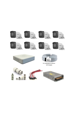 Hikvision DS-2CE16D0T-EXIPF 2 MP Full HD 1080P Bullet Güvenlik Kamera Seti 8'li Hikvision DS-2CE16D0T-EXIPF 2 MP Full HD 1080P Bullet Güvenlik Kamera Seti 8'li