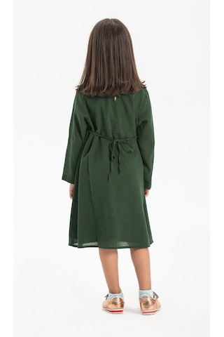 Uzun Kol Şile Bezi Burçak Çocuk Elbise Yeşil