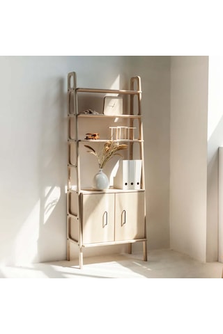 Woodesk Rota, Ahşap Kitaplık Ve Raf Ünitesi, 190x75 Natural Renk
