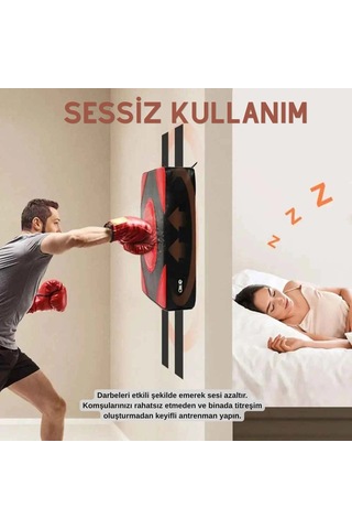 Duvara Monte Boks Torbası Sessiz Darbe Emici Boks Vuruş Yastığı Mma Kick Boks Antrenmanı Kırmızı