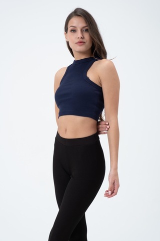 Quhox Kadın Kaşkorse Crop Atlet İndigo