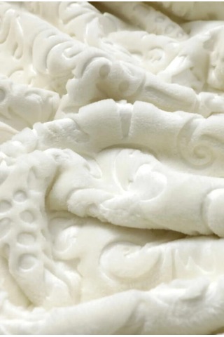 Romans Emboss Tek Kişilik Battaniye Krem Krem