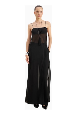 Because Of Alice Kadın Şeffaf Şifon Uzun Askılı Camisole Bluz Siyah