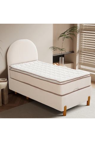 Bohem Tek Kişilik Sandıklı Baza + Pedli Yatak + Bohem Başlık 3 Lü Set Konuma Özel Teslimat 90 x 190 CM