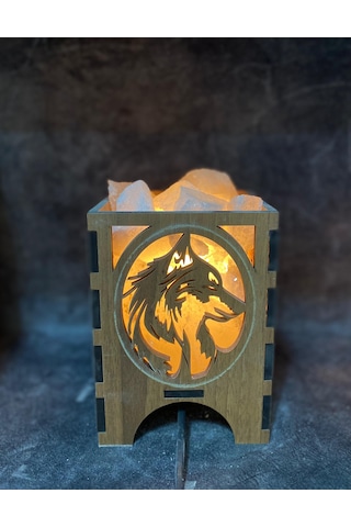 Çankırı Ahşap Kurt Desenli Tuz Lamba