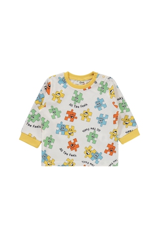Civil Baby Puzzle Baskılı 6-18 Ay Pijama Takımı - Sarı