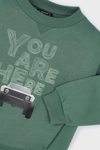 Erkek Çocuk Araç Baskılı Cepli Sweatshirt - Yeşil Mavi