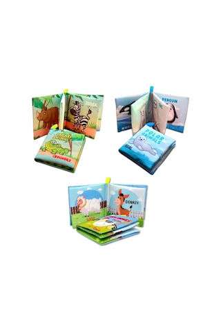 3 Kitap Tox İngilizce Çiftlik Hayvanları , Kutup Ve Safari Hayvanları Kumaş Sessiz Kitap E119 E125 E130 - Bez Kitap , Eğitici Oyuncak , Yumuşak Ve Hışırtılı