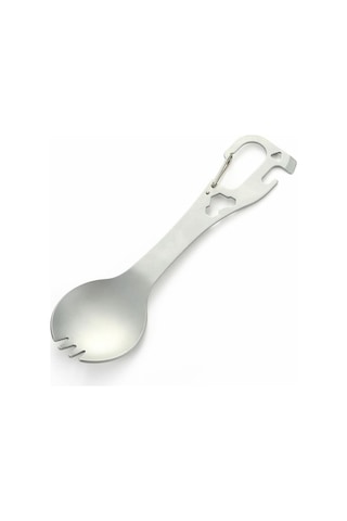 Dıy058 2'si 1 Arada Kaşık Çatal 420 Paslanmaz Çelik Açık Kamp Çatal Bıçak Şişe Açacağı Aracı 001