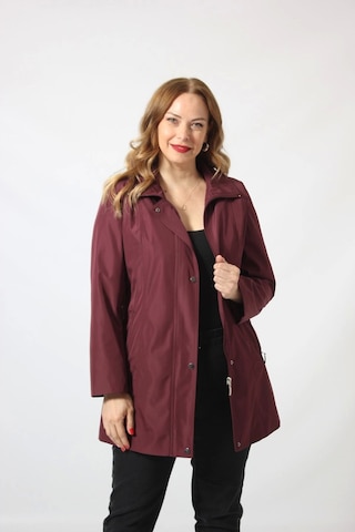 1616 Fermuarlı Cep Detaylı Kapuşonlu Bondit Ceket Mürdüm