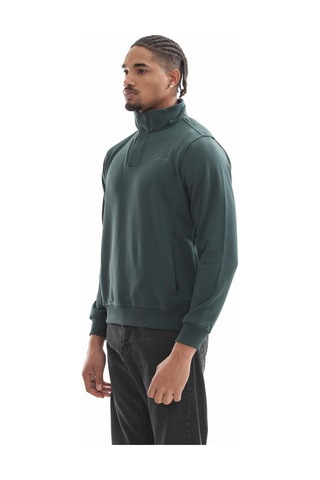 Boğazlı Sweatshirt Koyu Yeşil