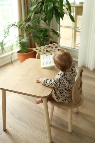 The Deer 1 Masa + 1 Sandalye (Çocuklar için Yaz-Sil Montessori Aktivite ve Etkinlik Masa Sandalye Takımı)