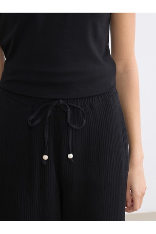 Lcwaıkıkı Classic Siyah Beli Lastikli Geniş Paça Müslin Kadın Pantolon