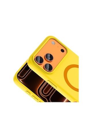 Apple iPhone Uyumlu 17 Pro Max Kılıf M-safe Şarj Özellikli Zore Aris Silikon Kapak - Sarı