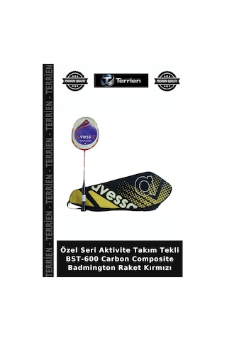 Özel Seri Aktivite Takım Tekli Bst-600 Carbon Composite Badmington Raket Kırmızı