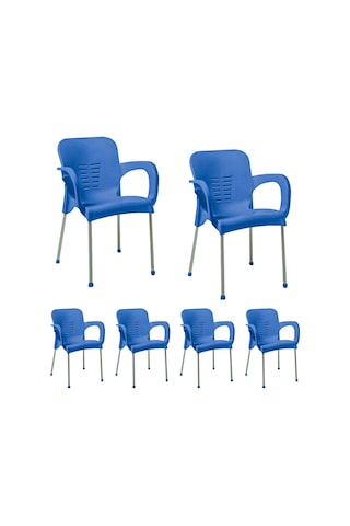Hesaplimagazam 6 Adet Metal Ayaklı Plastik Sandalye