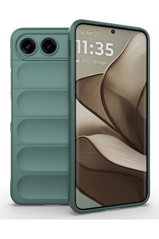 Maks Technology Tecno Spark 40 5g Kılıf Esnek Tpu Oyuklu Arka Yüzey Tasarımlı Mkst Etnik Silikon Kapak - Koyu Yeşil