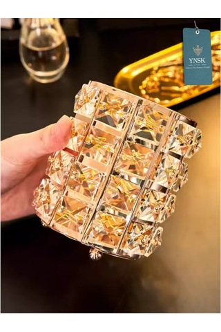 Cristella Lüks Masaüstü Kalemlik, Makyaj Fırçalığı, Organizer, Düzenleyici, Mum Tutucu 12 Cm Rose Gold