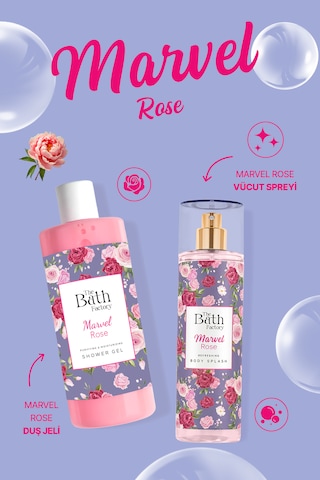 The Bath Factory Marvel Rose Duş Jeli + Vücut Spreyi Gül