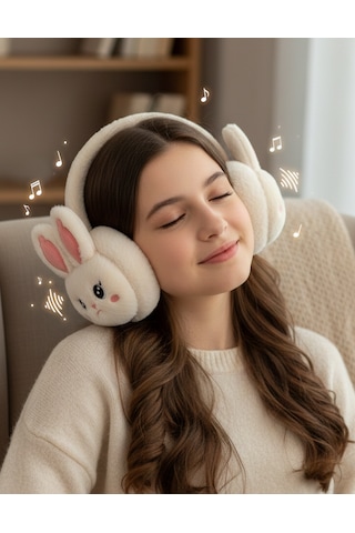 Tavşan Peluş Bluetooth Kulaklık 5.3 Tf Kart Destekli Mikrofonlu Kablosuz Şarjlı Kulaklık