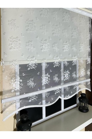 Storburada Çift Mekanizmalı Kırık Beyaz Tül Perde Ve Ekru Stor Perde Stb45253-v01 Ekru