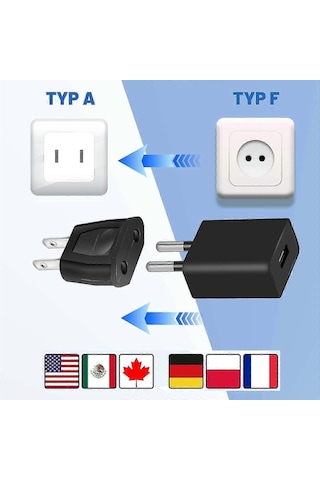 Uyumlu 4'lü Avrupa-amerikan Seyahat Adaptörü Seti - Avrupa Seyahat Fiş Adaptörü - Amerika, Kanada Ve Meksika'da Avrupa Seyahat Adaptörü Newway Diğer