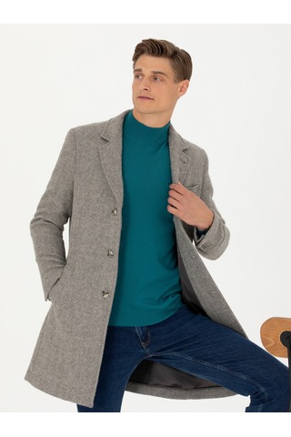 Cacharel Gri Slim Fit Palto