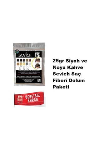 Sevich 25 Gr Siyah Koyu Kahve Saç Fiberi Keratin Saç Tozu