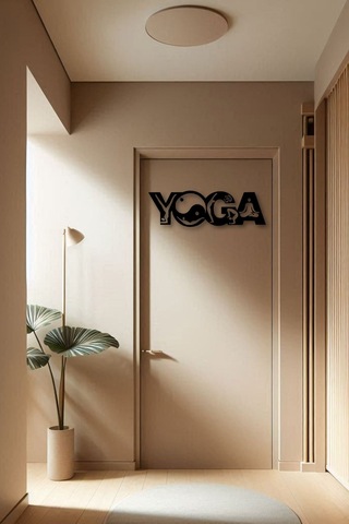 Ahşap Tablo Dekoratif Duvar Süsü Yoga Temalı Ahşap Panel Yoga Stüdyoları İçin Siyah Renk