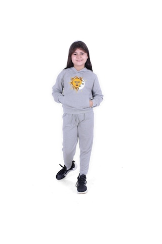Fyk Kids Kız Çocuk Eşofman Takımı Baskılı Gri