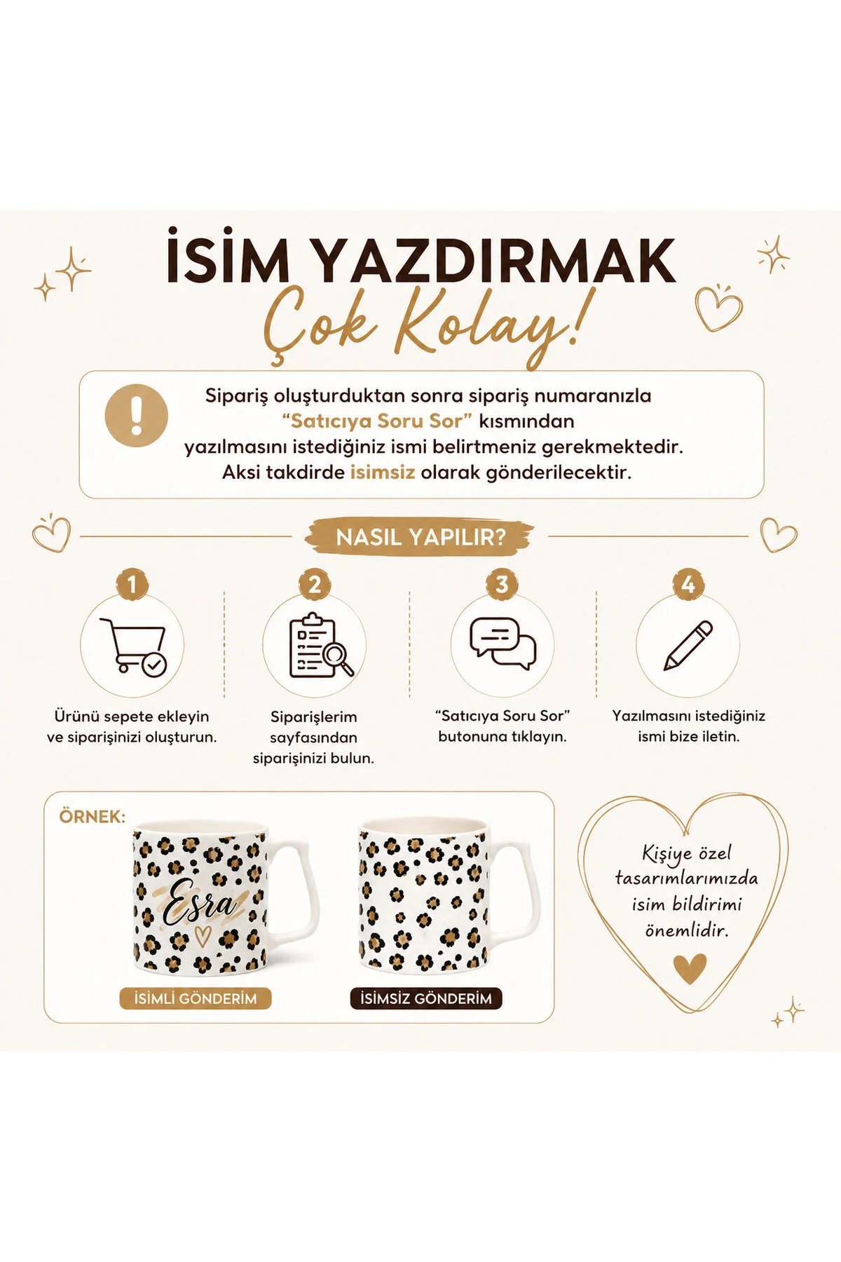 Leopar Desenli Kişiye Özel İsmli Kupa Beyaz