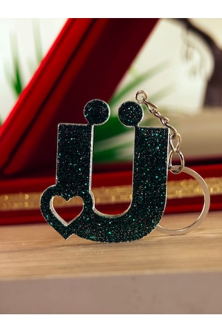 Harfli Anahtarlık Epoksi Kişiye Özel Yapım El Yapımı Harf Anahtarlık Kalp Model Özel Tasarım Hediyelik Ürün Kalp Desenli Simli Anahtarlık Beyaz - Kırmızı