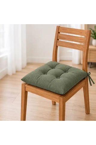 Bağcıklı Sandalye Minderi 40 40 4 Cm Haki Çok Renkli