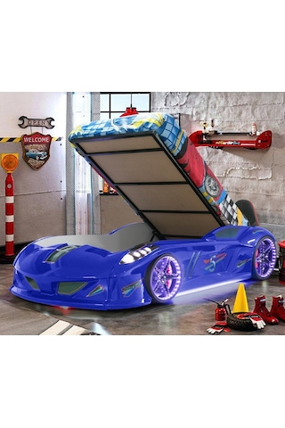 Arabalı Yatak Jaguar Bazalı Arabalı Yatak Mavi Setay Genç Odası Mavi