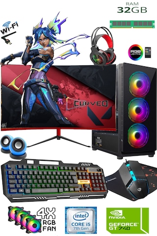 Teknocity TC735 i5-7400 32 GB 512 GB SSD GT740 23.6'" W11P Masaüstü Oyuncu Bilgisayarı