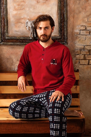 Nisanca 3 Renk Kışlık Erkek Polar Pijama Takımı Bordo