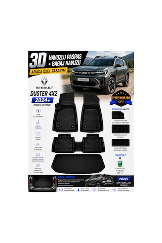Renault Duster 4x2 2025 Model Uyumlu 3d Araca Özel Havuzlu Paspas+bagaj Havuzu Birebir Uyum
