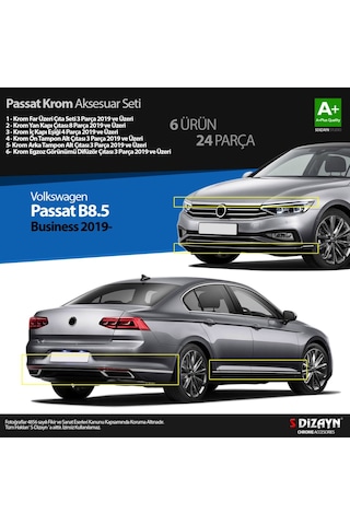 S-Dizayn  Volkswagen Passat B8.5 Business Krom Aksesuar Seti 24 Parça S Diz