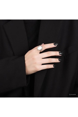 925ayar Gümüş Deniz Kabuğu Taşlı Ayarlanabilir Yüzük