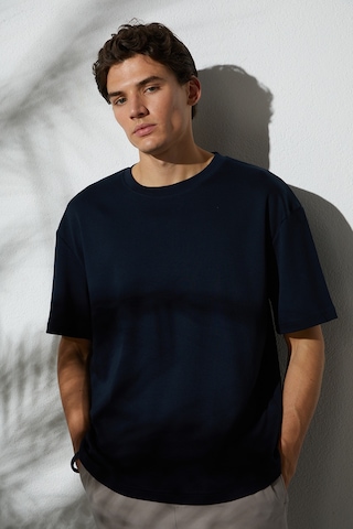 Tudors Unisex Oversize Geniş Kesim Pamuk Yumuşak Dokulu Basic Bisiklet Yaka Lacivert Tişört-30844 2XL