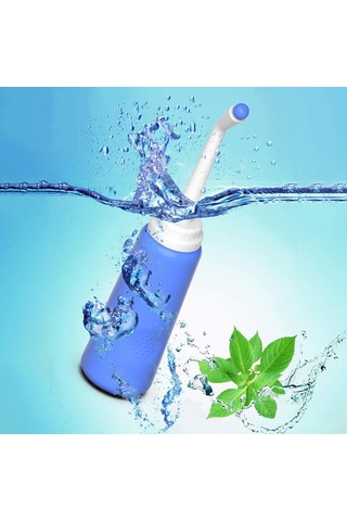 Yuntech01 Mavi 500ml Taşınabilir El Tipi Bidet - 2 Adet Uzun Fön, Seyahat Çantası Ve Toz Kapaklı Hijyen Aleti Mavi