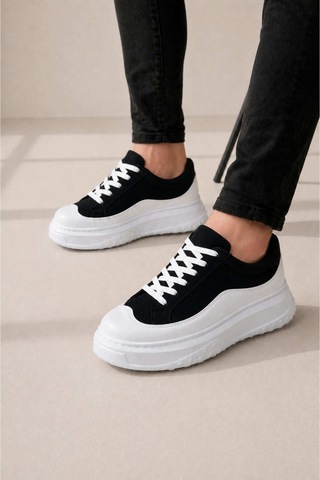 DMR Elegance Jy507 Dara Bağcıklı Süet Cilt Erkek Günlük Sneaker Ayakkabı Scbt Siyah/beyaz