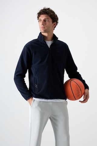 Dik Yaka Yarım Fermuarlı 2li Paket Lacivert-gri Melanj Erkek Polar Sweatshirt - 87891 Lacivert - Gri