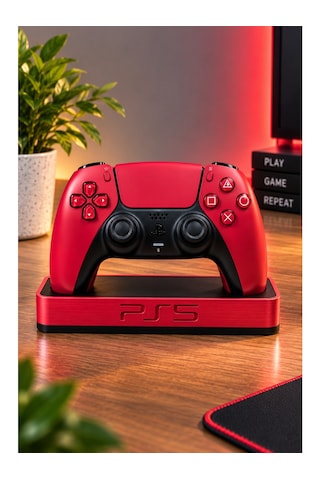 Veriqo 3d Ps5 Dualsense Uyumlu Oyun Kolu Standı Gamepad Tutucu Masaüstü Controller Standı Kırmızı
