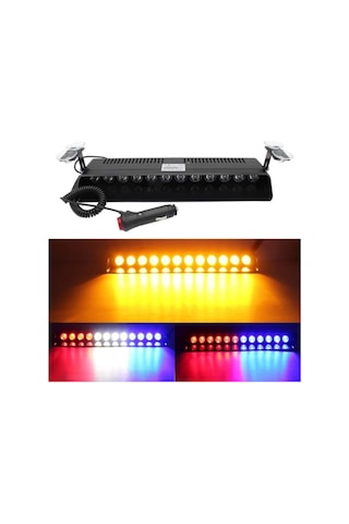Cam Içi Çakar Led - 12 Ledli Çakar Vantuzlu Kırmızı-Beyaz-Mavi
