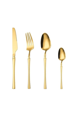Çelik 24 Parça 6 Kişilik Gold Yemek Kaşık Çatal Bıçak Set Cin738sr Çok Renkli